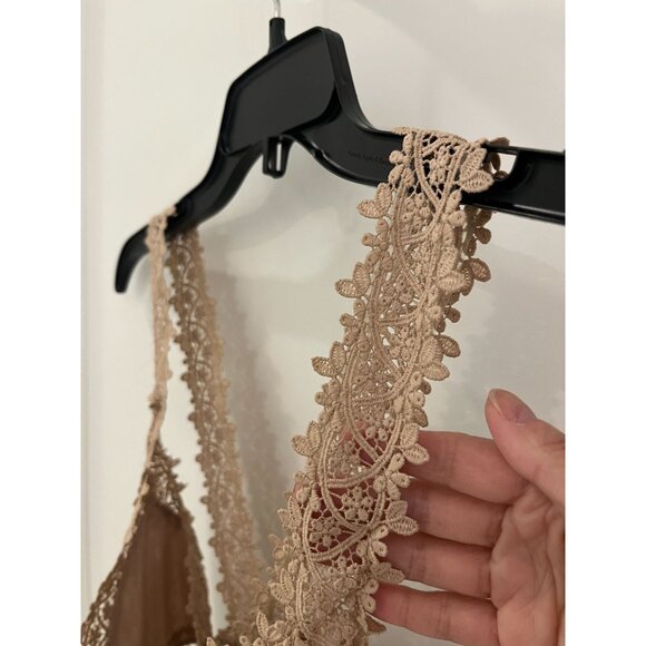 NWOT Charo Ruiz Ibiza Lace Cross Back Tank Top Bralette Top Nude Beige SMALL - Picture 4 of 6